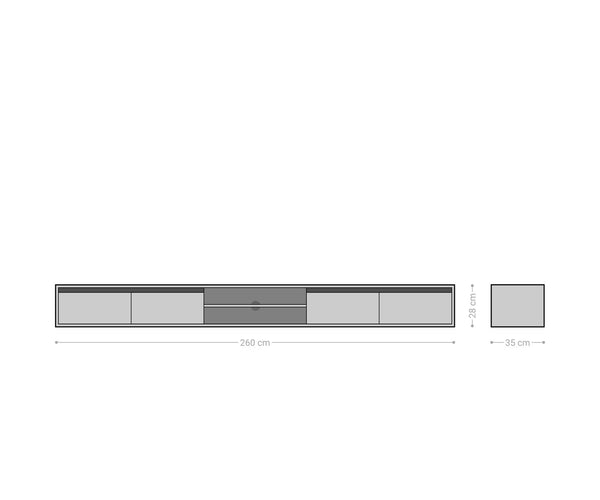 Floating TV Stand Budaya 260cm 4 Doors 2 Compartments Mango Wood Natural