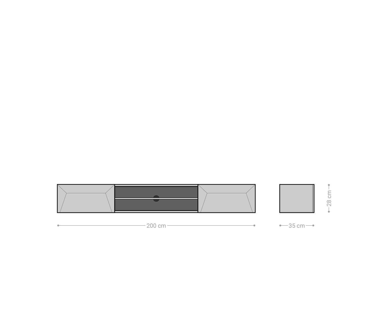 Floating TV Stand Kayu 200cm 2 Doors 2 Compartments Acacia Wood Natural
