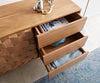 Sideboard Fevo 175cm 2 Doors 3 Drawers Acacia Wood Natural L-Feet Silver