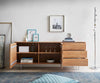 Sideboard Fevo 175cm 2 Doors 3 Drawers Acacia Wood Natural L-Feet Silver