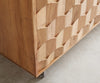 Display Cabinet Fevo 147x150cm Acacia Wood Natural 3 Doors L-Feet Silver
