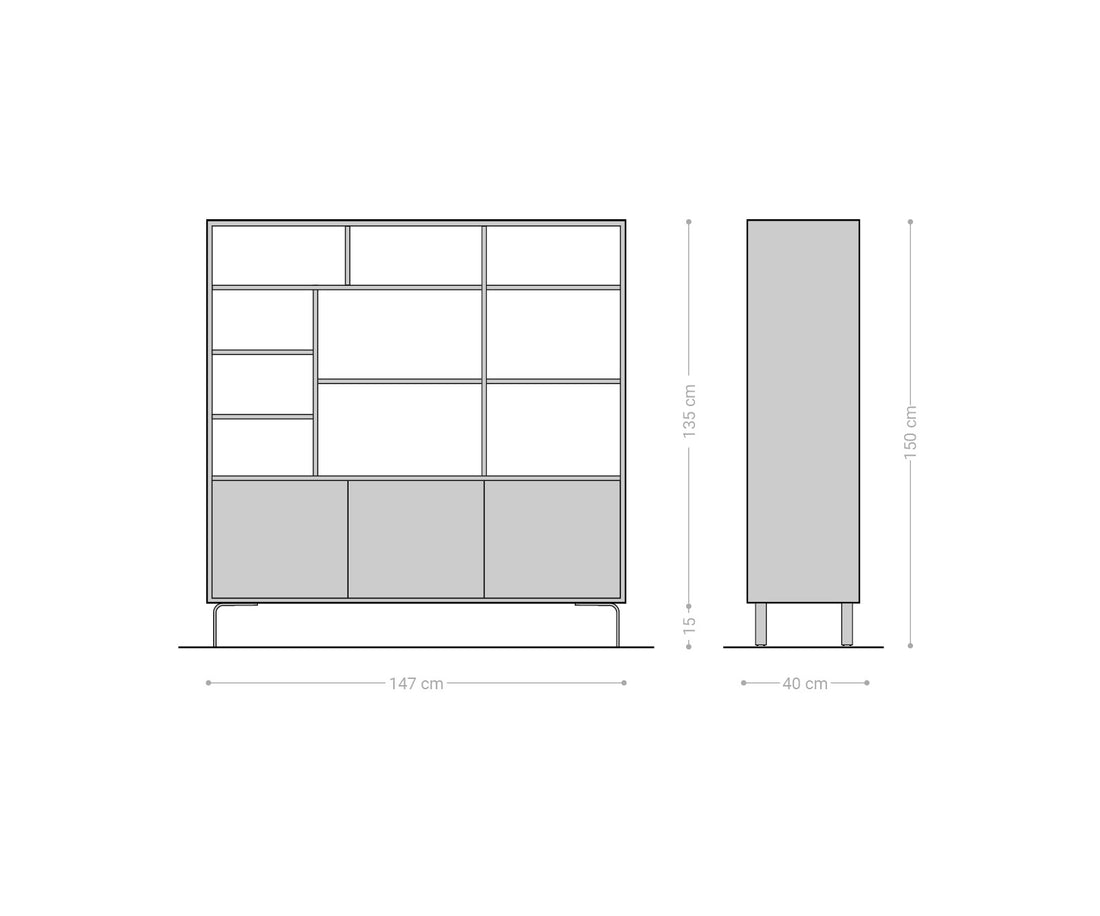 Display Cabinet Fevo 147x150cm Acacia Wood Natural 3 Doors L-Feet Silver