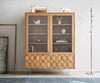 Display Cabinet Fevo 115x150cm Acacia Wood Natural 2 Doors 4 Drawers L-Feet Silver