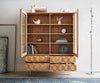 Display Cabinet Fevo 115x150cm Acacia Wood Natural 2 Doors 4 Drawers L-Feet Silver