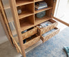 Display Cabinet Fevo 115x150cm Acacia Wood Natural 2 Doors 4 Drawers L-Feet Silver