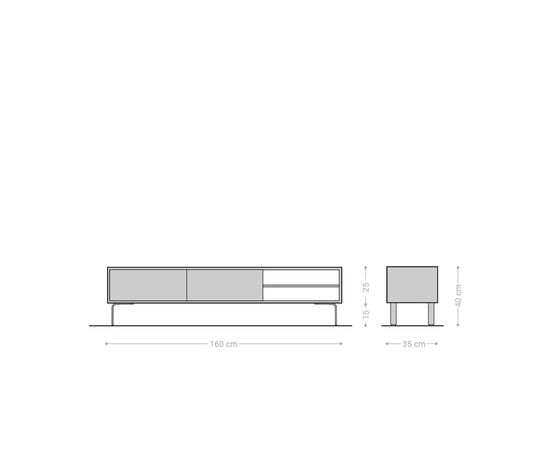 TV Stand Fevo 160cm Acacia Wood Brown 2 Doors 2 Compartments