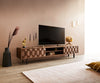 TV Stand Fevo 200cm Acacia Wood Brown 2 Doors 2 Compartments