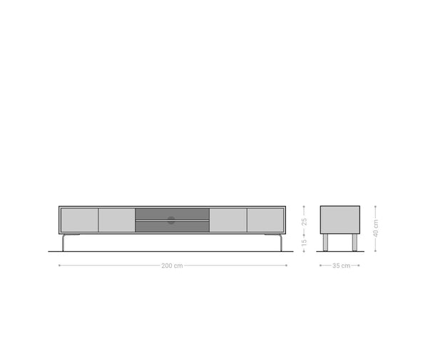TV Stand Fevo 160-200 cm Acacia Wood Brown 2 Doors 2 Compartments