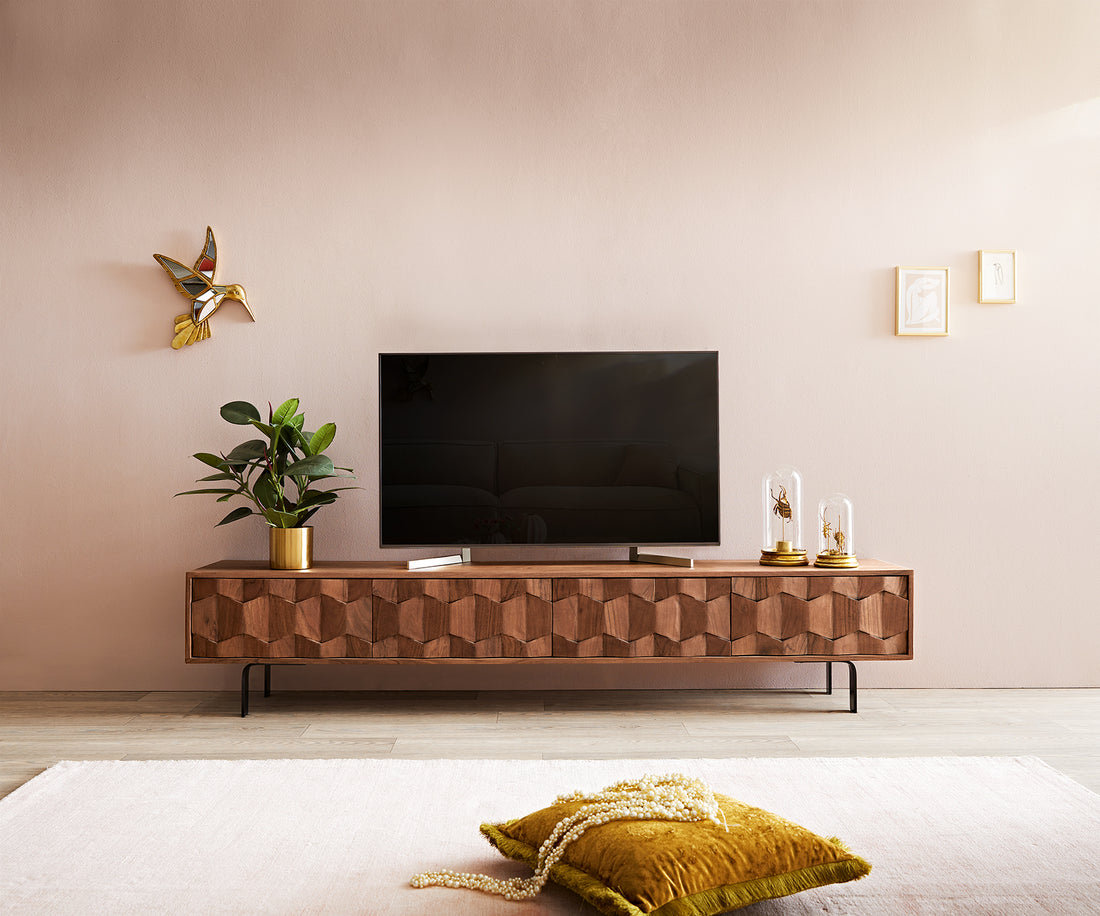 TV Stand Fevo 200cm Acacia Wood Brown 4 Doors