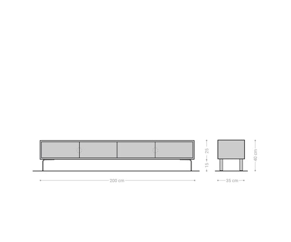 TV Stand Fevo 200cm Acacia Wood Brown 4 Doors