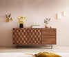 Sideboard Fevo 145cm 2 Doors 3 Drawers Acacia Wood Brown L-Feet Black