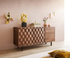 Sideboard Fevo 145cm 2 Doors 3 Drawers Acacia Wood Brown L-Feet Black