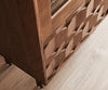 Display Cabinet Fevo 115x150cm Acacia Wood Brown 2 Doors 4 Drawers L-Feet Metal Black