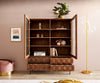 Display Cabinet Fevo 115x150cm Acacia Wood Brown 2 Doors 4 Drawers L-Feet Metal Black