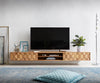 Floating TV Stand Fevo 240cm Acacia Wood Natural 4 Doors 2 Compartments