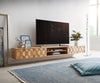 Floating TV Stand Fevo 240cm Acacia Wood Natural 4 Doors 2 Compartments