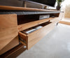 TV Stand Stonegrace 175-240 cm 2 Doors Acacia Wood Natural Stone Veneer V-Foot