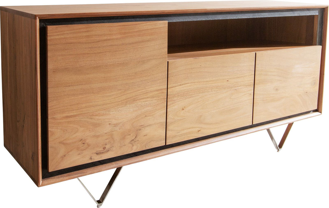 Sideboard Stonegrace Classic 145cm Acacia Wood Natural Stone Veneer V-Feet