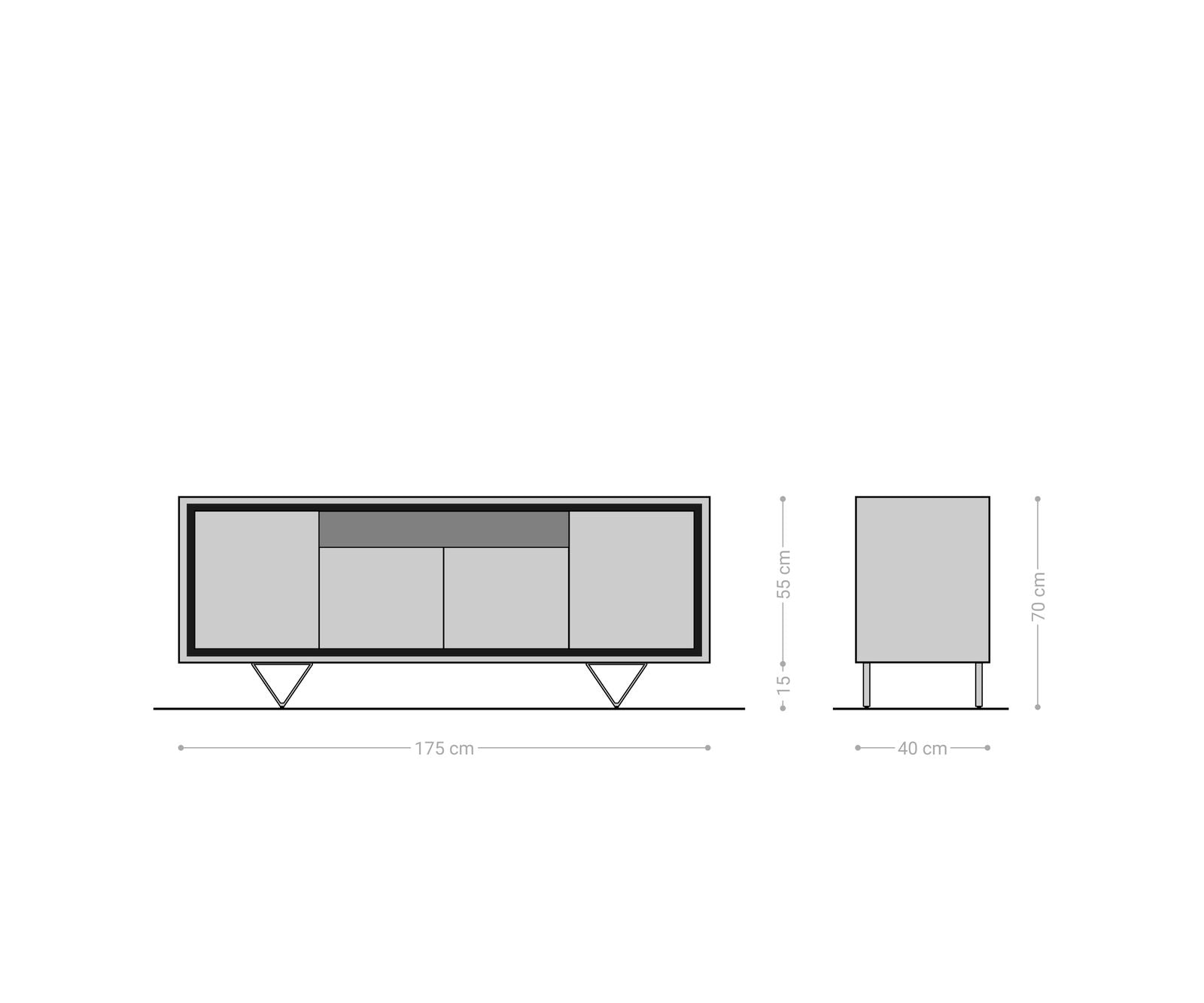 Sideboard Stonegrace Classic 175cm Acacia Wood Natural Stone Veneer V-Feet
