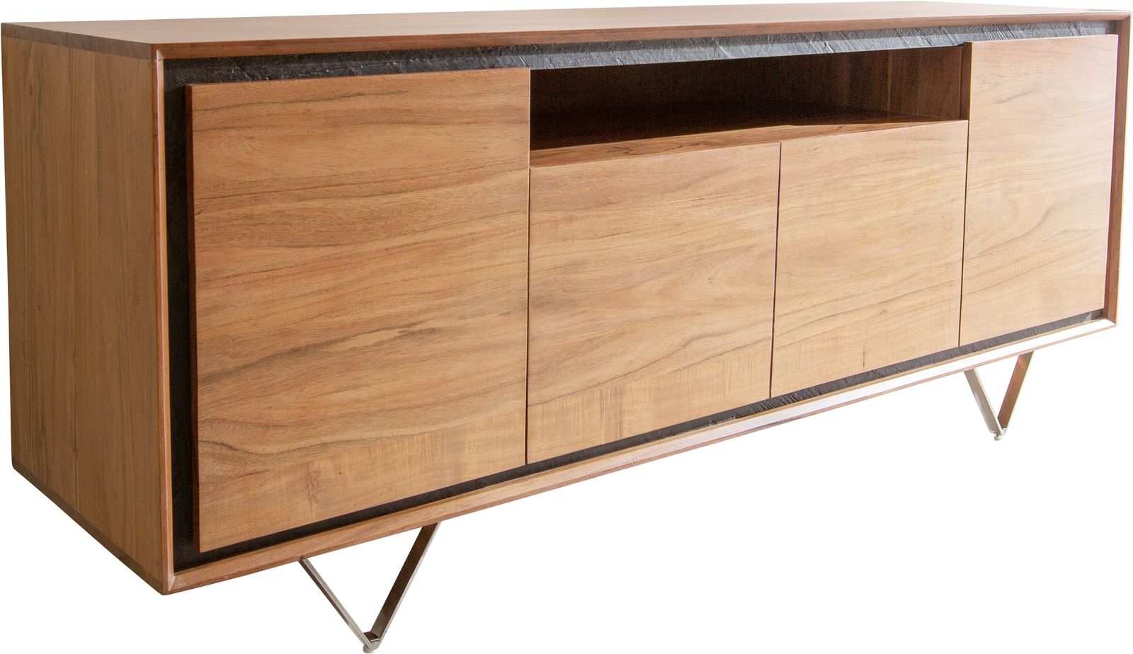 Sideboard Stonegrace Classic 175cm Acacia Wood Natural Stone Veneer V-Feet