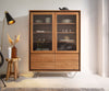 Display Cabinet Stonegrace 115x150cm 2 Doors Acacia Wood Natural Stone Veneer V-Leg