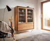 Display Cabinet Stonegrace 115X150 2 Doors Acacia Wood Natural Stone Veneer V-Leg