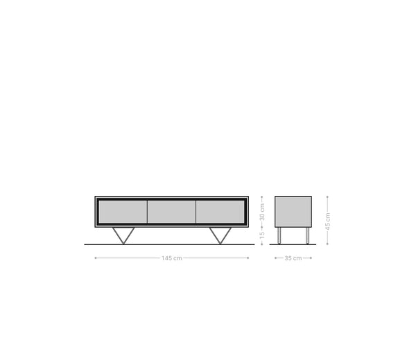TV Stand Stonegrace 145 cm Acacia Wood Natural Stone Veneer V-Leg