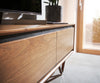 TV Stand Stonegrace 200cm 4 Doors Acacia Wood Natural Stone Veneer V-Leg