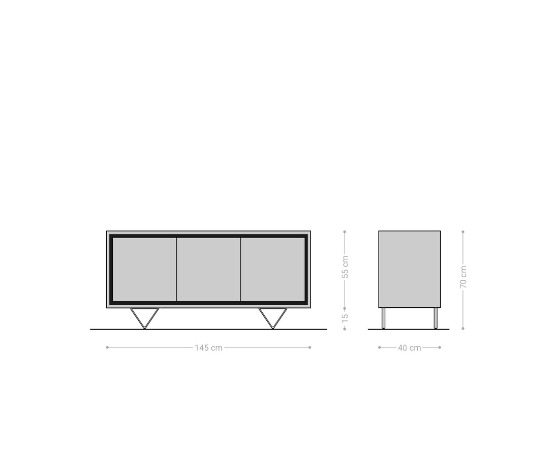 Sideboard Stonegrace Classic 145cm Acacia Wood Natural Stone Veneer V-Leg