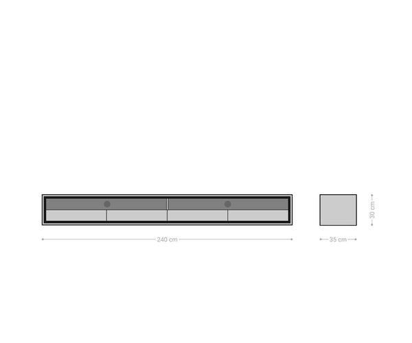 Floating TV Stand Stonegrace Classic 240cm Acacia Wood Natural Stone Veneer
