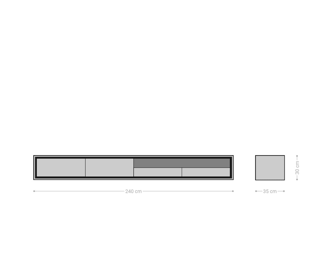 Floating TV Stand Stonegrace Classic 240cm 2 Doors Acacia Wood Natural Stone Veneer