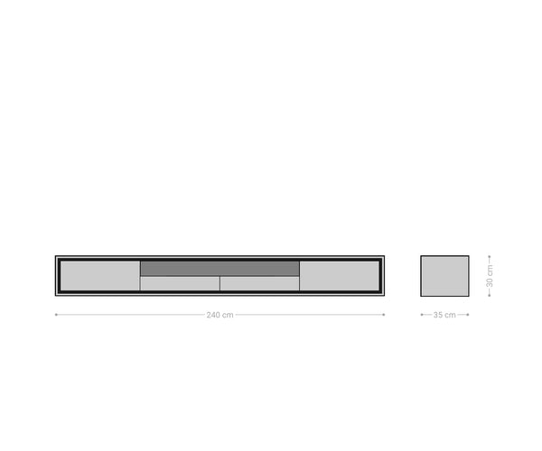 Floating TV Stand Stonegrace Classic 240cm 2 Doors Center Compartment Acacia Wood Natural Stone Veneer