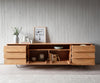Sideboard Eloi 240cm Acacia Wood Natural 2 Flap Doors 6 Drawers 1 Compartment V-Feet Silver
