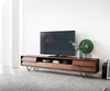TV Stand Eloi 240cm Acacia Wood Brown 2 Drawers 2 Flap Doors 1 Compartment V-Feet Black