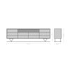 Sideboard Eloi 240cm Acacia Wood Brown 2 Flap Doors 6 Drawers 1 Compartment V-Feet Black