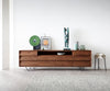 Sideboard Eloi 240cm Acacia Wood Brown 2 Flap Doors 6 Drawers 1 Compartment V-Feet Black