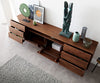 Sideboard Eloi 240cm Acacia Wood Brown 2 Flap Doors 6 Drawers 1 Compartment V-Feet Black