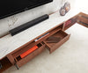TV Stand Secara 220cm Acacia Wood Brown 2 Doors 2 Compartments