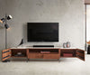TV Stand Secara 220cm Acacia Wood Brown 2 Doors 2 Compartments