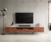 TV Stand Secara 220cm Acacia Wood Brown 2 Doors 2 Compartments