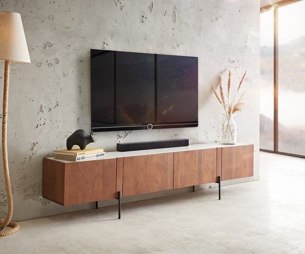 TV Stand Secara 200cm Acacia Wood Brown 4 Doors