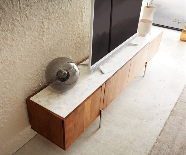 TV Stand Secara 220cm Acacia Wood Natural 4 Doors