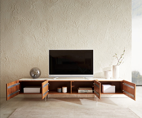 TV Stand Secara 220cm Acacia Wood Natural 4 Doors
