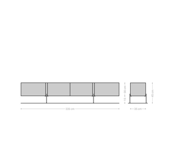 TV Stand Secara 220cm Acacia Wood Natural 4 Doors