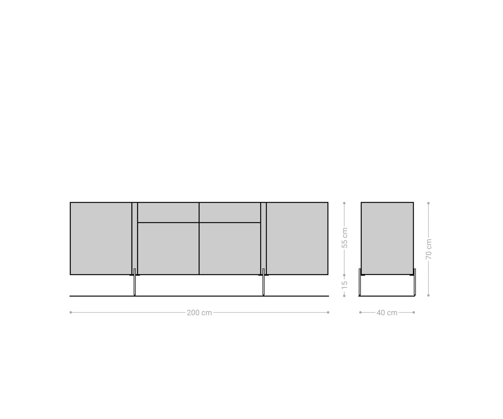 Sideboard Secara 200cm Acacia Wood Natural 4 Doors 2 Drawers