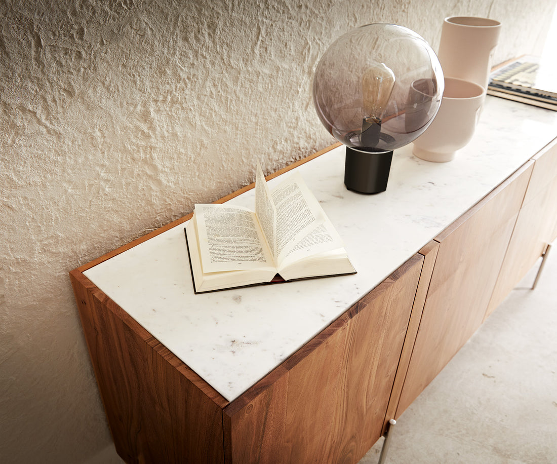 Sideboard Secara 200cm Acacia Wood Natural 4 Doors 2 Drawers