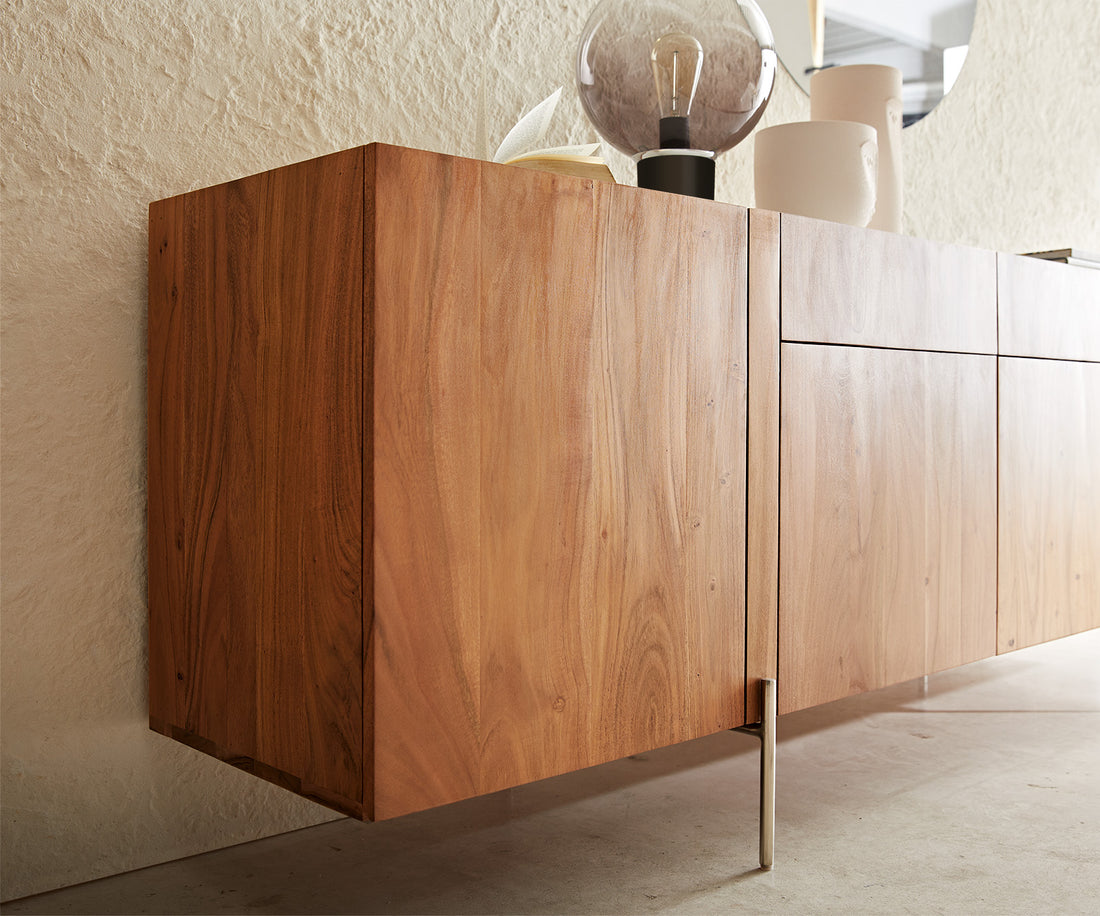 Sideboard Secara 200cm Acacia Wood Natural 4 Doors 2 Drawers