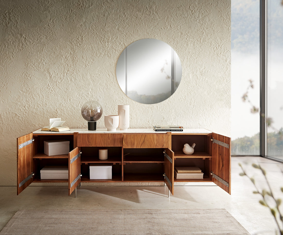 Sideboard Secara 200cm Acacia Wood Natural 4 Doors 2 Drawers