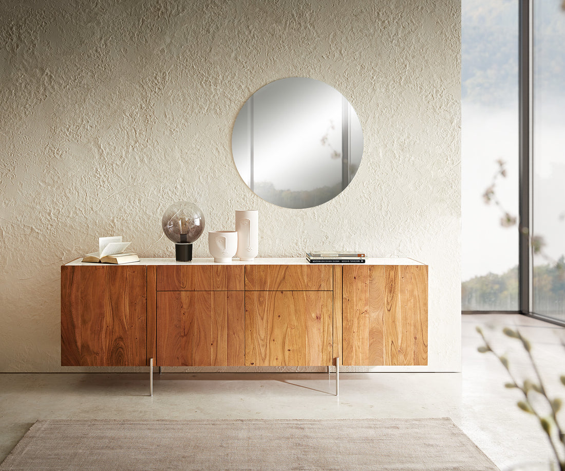 Sideboard Secara 200cm Acacia Wood Natural 4 Doors 2 Drawers