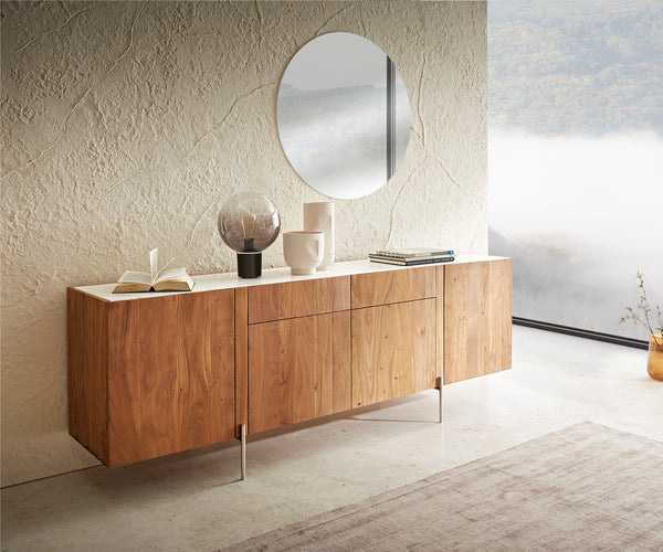 Sideboard Secara 200cm Acacia Wood Natural 4 Doors 2 Drawers